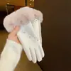 Guantes Cálidos de Cuero con Cremallera Estilo Tweed para Mujer en Invierno con Forro de Polar y Engrosados, Guantes de Ciclismo a Prueba de Viento y Frío con Pantalla Táctil