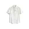 Camisa de Linho Masculina 2026 Verão Nova Moda Casual Simples Cor Sólida Lapela Camisa Masculina de Manga Curta Atacado