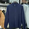 Suéter de Alta Calidad para Hombre Suéter con Cremallera de Cuello Alto para Hombre Grueso Cálido de Invierno Color Sólido Top Suéter Camisa Base