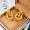 Tienda de Oro Réplica Estilo Antiguo Oro Arena Diamantes Incrustados Vajra Giratorio y Calabaza Colgante, Nuevo Estilo Chino Colgante de Bastón de la Suerte Tachonado de Diamantes