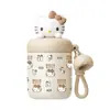 Copo térmico mini oficial Sanrio, copo com canudo de aço inoxidável 316, garrafa de água fofa e portátil da Hello Kitty