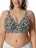 Sutiã plus size com estampa de leopardo, decote V, sem aro, com efeito push-up e lifting, feito de tecido de seda gelada, para mulheres, Amazon transfronteiriço, sem costura