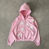 Sudadera con capucha y cremallera Hip-Hop Street Europea y Americana Nueva Transfronteriza Patrón de Estrella Sudadera Casual para Hombres y Mujeres 2025
