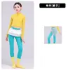 Roupas de dança para meninas, collant amarelo de gola alta, conjunto de treino, roupa de yoga para treino diário, conjunto de dança jazz para meninas