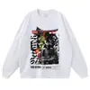 Camiseta de manga corta con estampado de armadura de samurái estilo japonés, en stock, lavada y desgastada, marca de moda urbana, talla grande, camiseta versátil