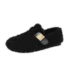 Zapatos de Algodón Planos de Piel Estilo Coreano Versátiles 2026 Otoño/Invierno Nuevo Llegada Mocasines de Felpa Mary Jane sin Cordones Mocasines con Forro de Terciopelo