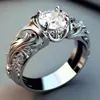 Anillo Huajie de Estilo Nuevo, Sencillo y Versátil, con Circonita para Hombres y Mujeres, Popular Accesorio Transfronterizo, Anillo de Diamante con Diseño Floral Vintage