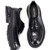 Zapatos Derby informales de cuero genuino para hombre, estilo coreano, británico, con punta redonda y aumento de altura.