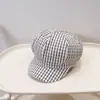 Boina Octagonal de Tela Ligera para Verano, Estampado a Cuadros Coreano, Ala Ancha, Protección Solar, Hace que la Cara Parezca Más Pequeña, Sombrero Octagonal
