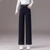 Jeans Rectos de Cintura Alta para Mujer Personalizados de Otoño Sueltos Retro para el Trabajo Casual Adelgazantes Versátiles Pantalones Largos (