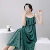 Nueva Bata de Noche de Algodón con Tirantes para Mujer, Vestido Delgado Estampado de Verano, Ropa para el Hogar, Vestido Pijama, Venta Directa de Fábrica
