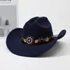 Chapéus de Cinto Transfronteiriços para Comércio Exterior, Chapéus de Cowboy Ocidentais Masculinos e Femininos, Chapéus Fedora, Acessórios de Estilo Étnico, Chapéus de Aba Larga para Equitação