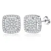 Brincos de tarraxa quadrados com diamantes para mulheres, modernos e frescos, brincos geométricos com diamantes, simples e elegantes, brincos quadrados de zircônia super brilhantes