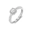 Anel de Açúcar Quadrado Torcido com Diamante Amarelo Temperamento Retrô Francês Personalidade Anel Quadrado com Diamante Estilo Vintage Anel Quadrado de Zircônia