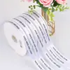 Impresión de cinta blanca personalizada para cajas de regalo, embalaje de pasteles con cinta, impresión de cinta de poliéster, logotipo estampado en caliente.