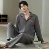 Pijama para Hombre Estilo Masculino Estilo Primavera y Otoño Algodón Puro Manga Larga Talla Grande Adolescente 2026 Nuevo Estilo Conjunto de Ropa para el Hogar