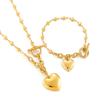 Collar y pulsera de acero inoxidable con forma de corazón y hebilla de temperamento europeo y americano con forma de rueda de tarjeta para mujer