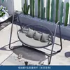 Columpio Mecedora Eléctrica para Patio de Villa al Aire Libre Columpio Doble Colgante de Ratán a Prueba de Lluvia al Aire Libre con Techo Parasol