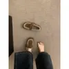 Zapatos peludos sin cordones para mujer, estilo vintage Otoño e Invierno 2025, cálidos y afelpados, Zapatos perezosos tipo Birkenstock