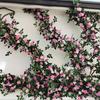 Colgante de Pared de Enredadera de Rosas Simuladas Ratán Flor de Seda Artificial Decoración Plástico Hojas Verdes Flor Artificial Recomendación de Regalo Alta Simulación