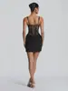 Ins Amazon vestido bandeau de alça fina cor sólida plissado estilo europeu primavera e verão novo