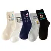 Calcetines Coreanos Estilo Transfronterizo, Colección de Calcetines de Algodón Peinado de Caña Media, Calcetines de Dibujos Animados Japoneses, Calcetines para Mujer 200N, Venta al por Mayor de Calcetines de Algodón