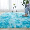 Alfombra Moderna Simple Degradada Tie-Dye de Seda y Lana para Dormitorio, Resistente a la Suciedad y Fácil de Cuidar, Área Grande de Cobertura Total, Felpudo Antideslizante de Pelo Largo