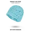 Sombrero Baotou Tejido a Mano Estilo Japonés para Mujer Primavera y Verano Calado Flor de Lentejuelas Gorro de Tejer Retro Artístico de Moda