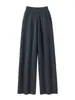 Nuevos Pantalones de Cachemir de Color Sólido de Pierna Ancha para Mujer Otoño/Invierno, de Cintura Alta, Adelgazantes, de Punto Recto, Casuales