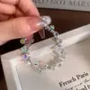 Pulsera de Bombilla Pequeña Rota de Plata con Cuentas Coloridas de Ensueño para Mujer, Pulsera Accesorio Metálico de Lujo de Gama Alta Elegante Versátil de Nicho