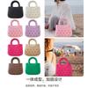 Bolsa de Hombro Impermeable Transfronteriza con Agujero para Pared Bolsa Tote Impresa DIY Portátil Estilo Simple Moda Celebridad de Internet Bolsa Tejida de Paja Bolsa Tote de Eva