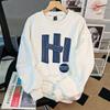 Suéter grosso retro com forro de fleece novo para outono e inverno, unissex para meninos e meninas, marca de moda, moletom plus size oversized