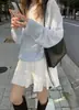 Tallas actualizadas disponibles: Chic coreano otoño nuevo estilo coreano dulce cuello redondo manga larga top de punto para mujer