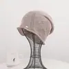 Gorro holgado de lino mezclado con pliegues para mujer, sombrero fino de punto para protección solar de primavera y otoño, sombrero de pescador de punto para maternidad