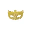 Fiesta de Halloween Navidad Carnaval Brillo Dorado Hueco Zorro Plástico Máscara de Maquillaje Media Cara Máscara Veneciana