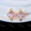 Vidro de cristal colorido pingente de flor de quatro pétalas duplo para pendurar pingente diy pulseira de contas feita à mão brinco colar acessórios