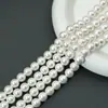 Contas ABS redondas de imitação de pérola de alta qualidade com furos retos em branco puro e off-white para artesanato DIY com miçangas, contas soltas para pulseiras e colares, acessórios no atacado