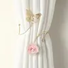 Moda Europea Simple Versátil Lujo Ligero Ajustable Alzapaños de Perlas Hebilla de Flor Mariposa para Cortinas Venta al por Mayor