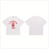 Novo Produto de Verão 260g Estampa de Flor de Cerejeira Camiseta Masculina Solta Gola Redonda Manga Curta