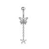 Acero inoxidable transfronterizo ombligo clavo colgante de mariposa personalizado clavo de ombligo estrella de cinco puntas anillo umbilical material de cobre joyería para piercing