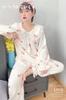 Pijama de Vellón Coral para Mujer Invierno Grueso Ropa Exterior Lindo Franela Ropa para el Hogar Traje Cárdigan Largo Holgado a la Moda