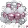 Conjunto de Balões Lantejoula Rosa Dourado Metálico de 12 Polegadas Balão Lantejoula Rosa Prata Balão de Decoração para Festa de Dia dos Namorados