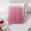 Pincel para Lábios com Haste de Cristal, Pincel Espuma Mousse para Limpeza de Extensão de Cílios, Pincel Descartável para Batom, Pincel para Lábios Chanfrado