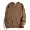 Camiseta de manga larga de algodón de Xinjiang de peso pesado de 300 g, 100% algodón, para hombre y mujer, corte holgado, color liso, camiseta blanca para usar en capas
