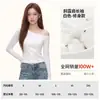 Camiseta de otoño e invierno para mujer con hombros descubiertos y manga larga, estilo coreano, top sexy y ajustado, camiseta básica versátil y elegante