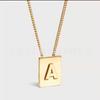 Colar de Letra Lisa Mesmo Estilo 26 Inglês Quadrado Marca Colar Quadrado Feminino Pingente de Ouro 18K Corrente Clavicular Luxo Acessível
