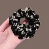 Scrunchie retrô com estampa de leopardo cor de café para outono, estilo coreano, moderno, versátil, elástico durável para rabos de cavalo e acessórios de cabelo