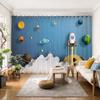 Nueva Cortina para Habitación Infantil Dormitorio Oscurecimiento Sin Taladro Espacio Astronauta Dibujos Animados Cortina Corta Tipo Gancho para Ventana Bahía de Niño