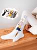 Medias de primavera y otoño para niños con dibujos de conejos grandes de algodón blanco PP, mallas de punto para niñas