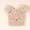 Nuevo gorro de punto de doble bola para niños de Amazon, otoño e invierno, con bonito gorro de bebé cálido bordado con cara sonriente de estilo europeo y americano